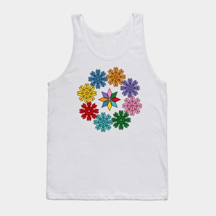 Multicolored geometric rhombuses, fantasy flower pattern Tank Top